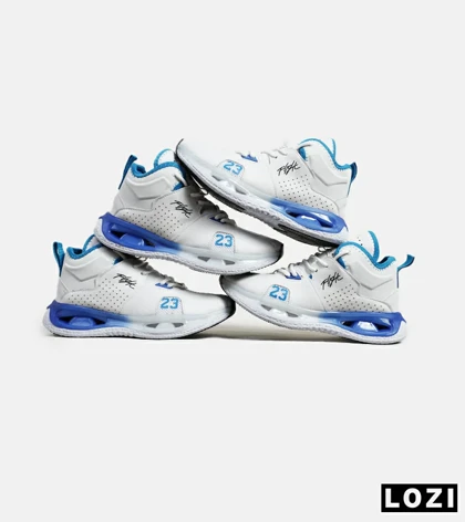 کفش کتانی ساق‌دار سفید آبی مردانه Nike air jordan 23