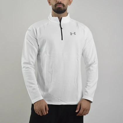 استرج نیم زیپ ورزشی مردانه آندر آرمور مدل Heat Gear-410 سفید