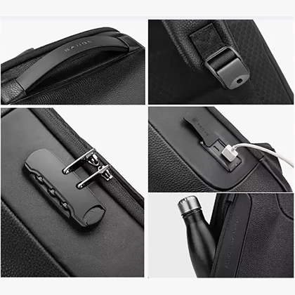 کوله پشتی لپ تاپ 15.6 اینچ چرم بنج Bange اصل مدل BG-6622 قفل دار با پورت USB