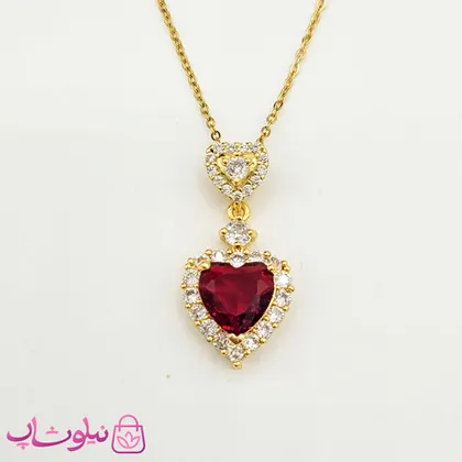 گردنبند زنانه استیل مدل قلب قرمز