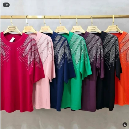 بلوز زنانه ویسکوز نگین‌دار طرح بال فرشته کد 55
