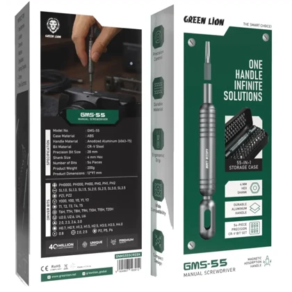ست پیچ گوشتی 55 تکه گرین لاین Green Lion مدل GMS-55