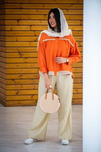 مانتو کرسپو سینه چین خرجکار کنفی