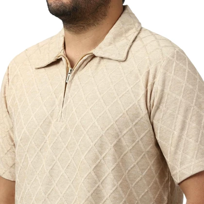 پولوشرت آستین کوتاه نیم زیپ مردانه تن کوک مدل 151459