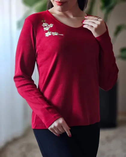 بلوز یقه هفت گلدوزی شکوفه