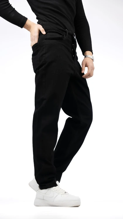 شلوار مام فیت مشکی زاپ سطحی با کیفیت عالی فوق‌العاده شیک و خفن کد 965