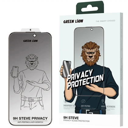 گلس پرایوسی آیفون 16 پلاس و 15 پلاس گرین لاین Green Lion مدل Steve