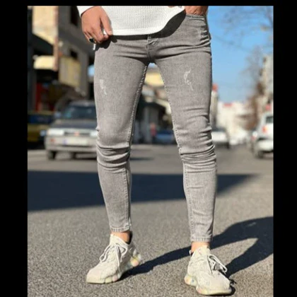 شلوار جین طوسی اسکینی با گارانتی کد 7546