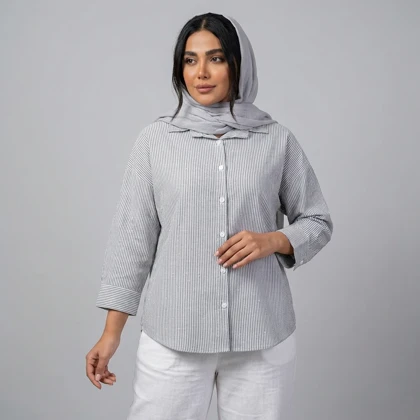 شومیز زنانه راه راه نگین‌دار