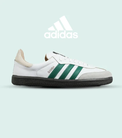 کفش کتانی مردانه و زنانه سفید سبز ADIDAS Samba مدل 7293