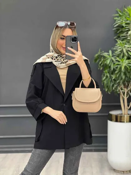 مانتو لینن پشت دکمه سرشانه پاگن