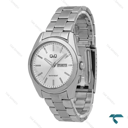 ساعت کیو اند کیو مردانه اورجینال نقره ای دو تقویمه QQ-8245-G