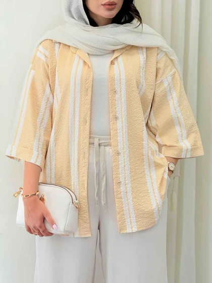 شومیز آستین پاکتی طرح راه راه