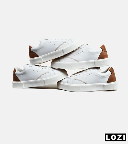 کفش اسنیکرزمردانه سفید قهوه ای PULL & BEAR