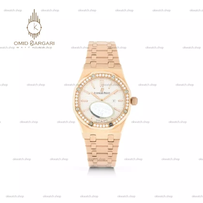ساعت مچی اودمار پیگه بند رزگلد قاب نگین‌دار Audemars Piguet