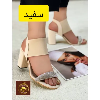 صندل مجلسی دور مچی پاشنه‌بلند 8 سانت نگینی زنانه