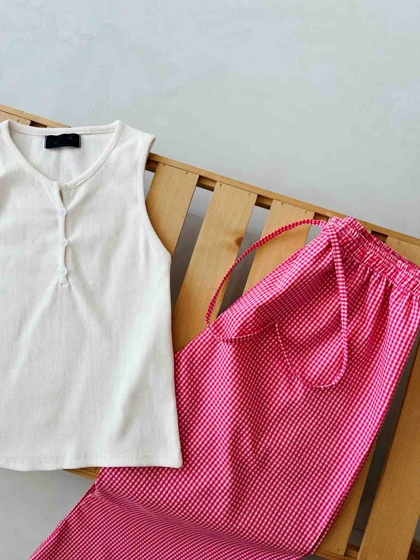 ست لباس راحتی پیژامه و تاپ زنانه