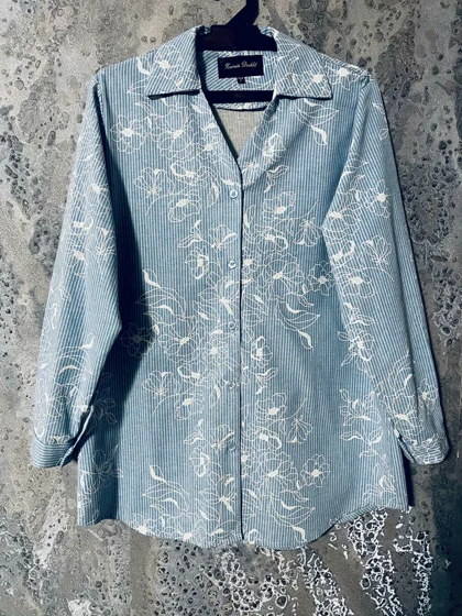 شومیز لینن نخ پنبه طرحدار (سایز بزرگ دارد)