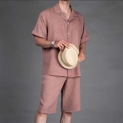 شومیز یقه انگلیسی شلوارک . آجری