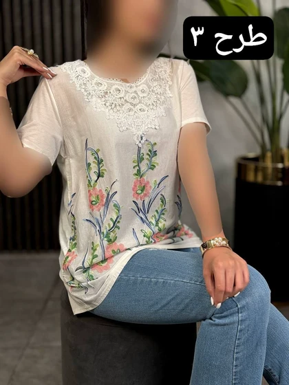 شومیز گل‌دار مرواریدی دوزی کد 1878
