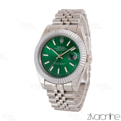 ساعت رولکس دیت جاست مردانه نقره ای صفحه سبز 105005