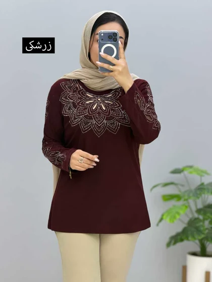 بلوز یقه گرد ویسکوز نیسا کد 205631