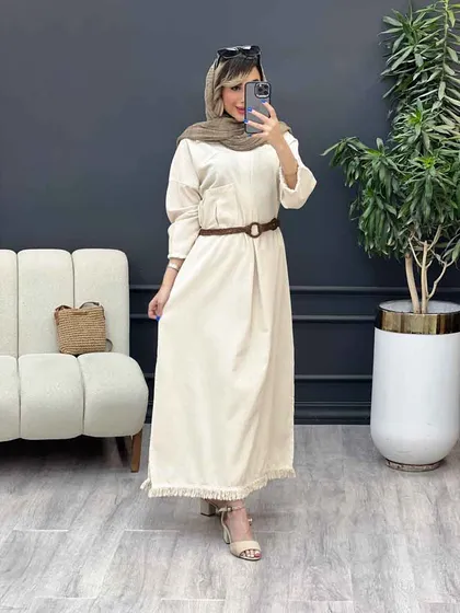 پیراهن کمربند دار گندم