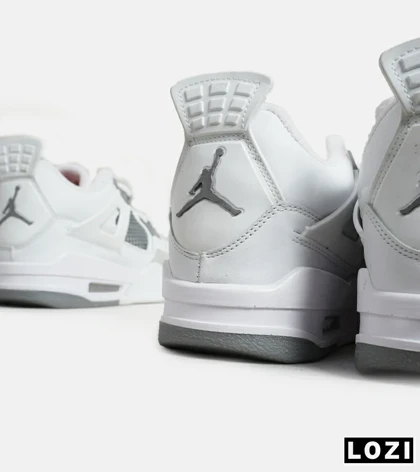 کتانی ساق‌دار زنانه و مردانه سفید طوسی Nike air jordan 4 مدل 6598