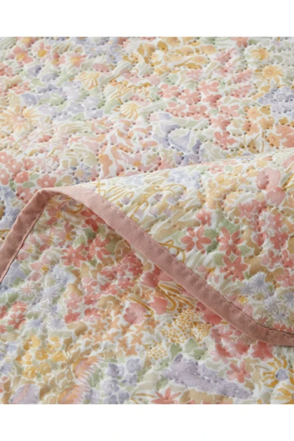 روانداز کینگ سایز English Home مدل Fleur Multicolore پلی‌استر - فیروزه‌ای
