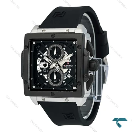 ناوی فورس NF8064 مردانه سه موتوره قاب سیلور زه مشکی NaviForce-7655-G