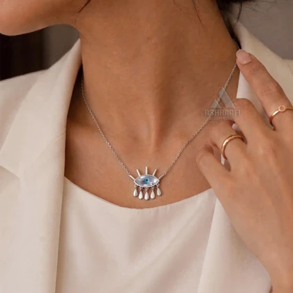 گردنبند زنانه چشم نظر Evil Eye Chain Fringe Necklace S
