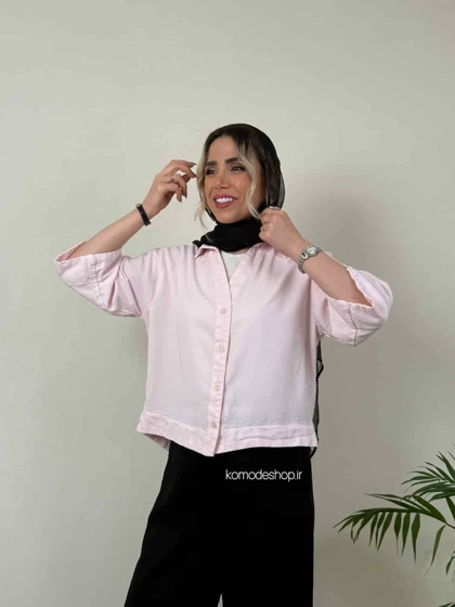 شومیز سیلک باکسی کراپ زنانه