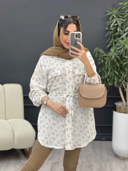 شومیز دو جیب گلی