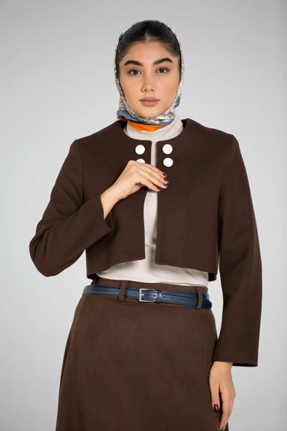 پالتو کت کراپ یقه گرد