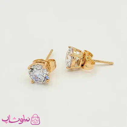 گوشواره دخترانه میخی ژوپینگ طلایی سفید