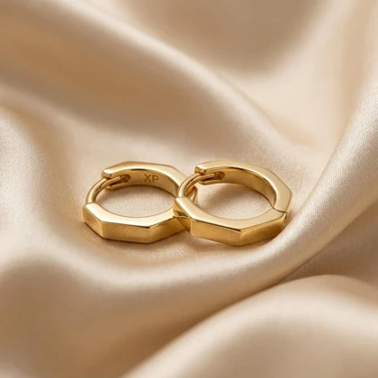 گوشواره حلقه‌ای ژوپینگ طلایی مینیمال