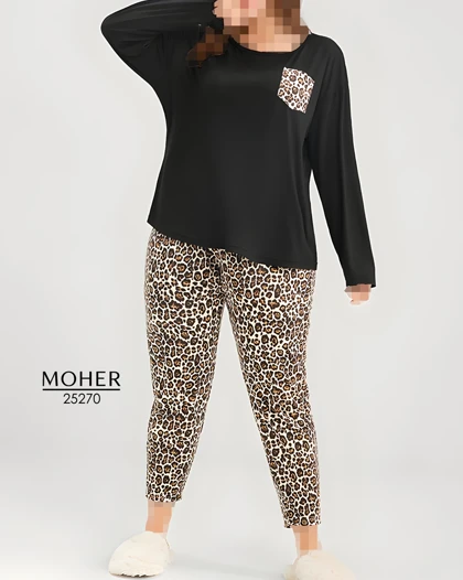 ست راحتی زنانه سایز بزرگ پلنگی