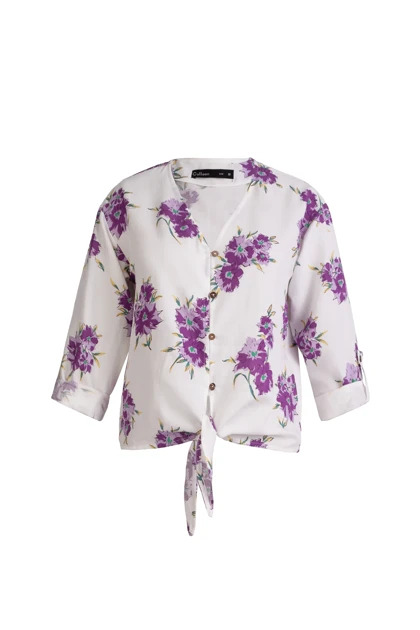 شومیز جلو گره دار نخی - 3161