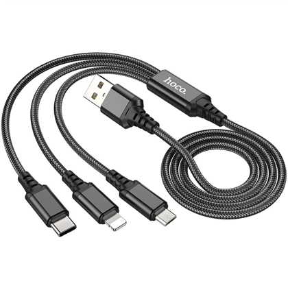 کابل شارژ سه سر هوکو HOCO مدل X76 Super یک متری 2 آمپر
