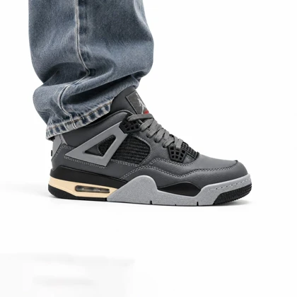 کفش و کتانی مردانه ساق‌دار مدل جردن NIKE AIR JORDAN 4 رنگ طوسی مشکی کد 2189
