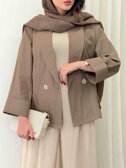 مانتو دو دکمه سر جیب دوبل