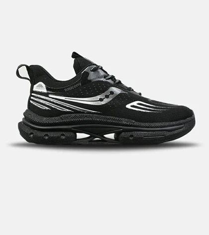 کفش کتانی مردانه و زنانه مشکی سفید Saucony Axon v02 مدل 8896
