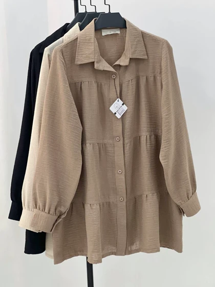 شومیز مانتویی سه چین مزونی کد 4868