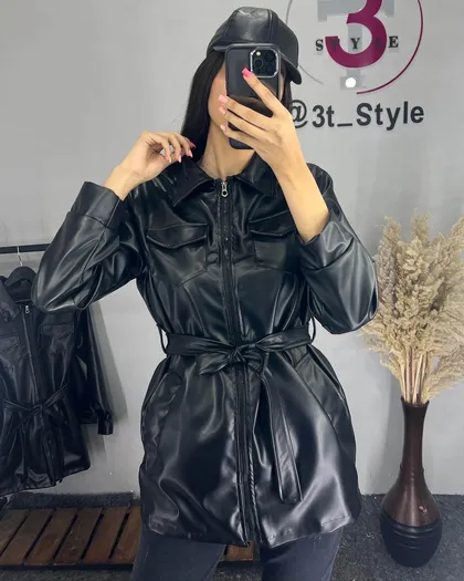 کت چرم زیپ‌دار زنانه