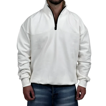 دورس مردانه بیسیک سفید مدل نیم زیپ