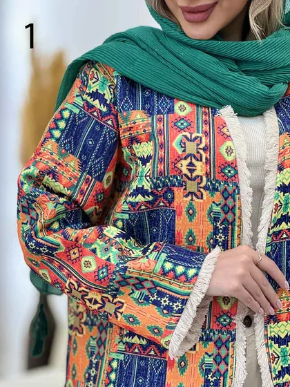 مانتو طرح دار آستین ریش