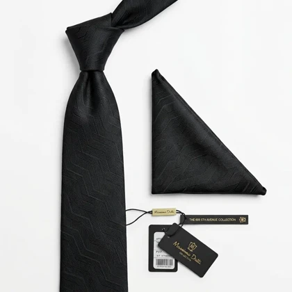 کراوات و پوشت دستدوز طرح خط برجسته برند Massimo Dutti