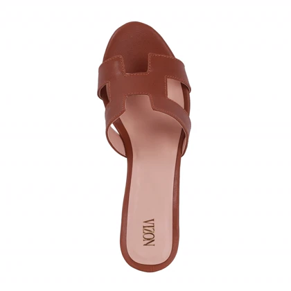 صندل پاشنه چوبی مدل هرمس_فندقی کد 1977