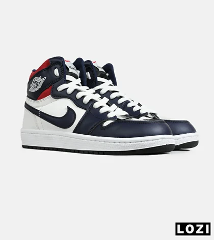 کفش کتانی ساق‌دار مردانه و زنانه سرمه ای سفید NIKE jordan 1 مدل 7678