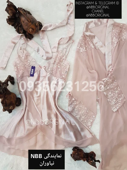 لباس خواب ساتن حریر دو تیکه NBB کد :3820